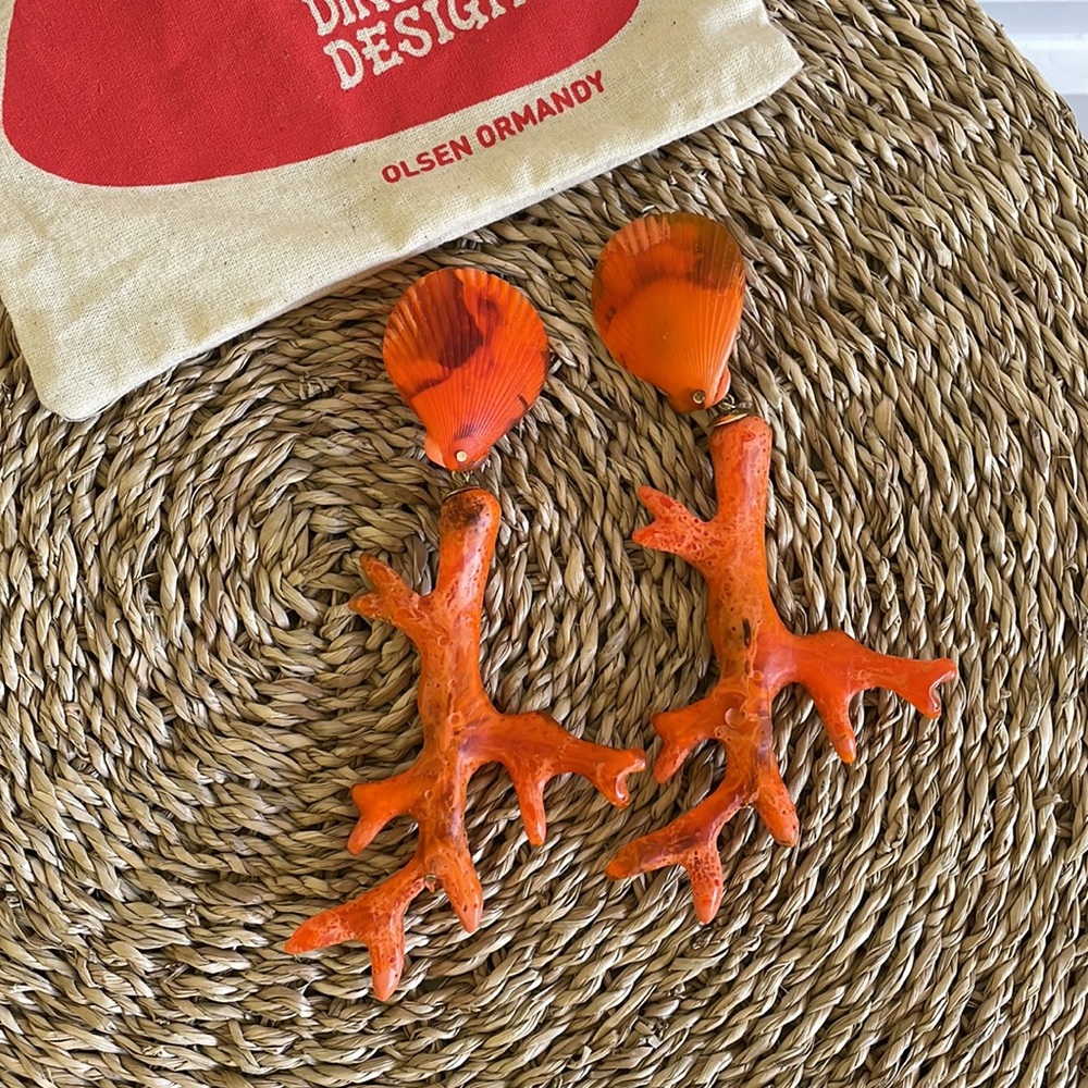 RARE Dinosaur Designs coral resin earrings